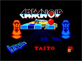 Title screen of Arkanoid on the Amstrad CPC.