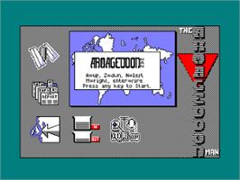 Title screen of Armageddon Man, The on the Amstrad CPC.