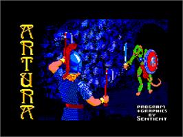 Title screen of Artura on the Amstrad CPC.