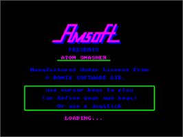 Title screen of Atom Smasher on the Amstrad CPC.