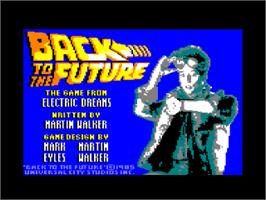Title screen of Back To The Future on the Amstrad CPC.