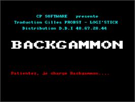 Title screen of Backgammon on the Amstrad CPC.