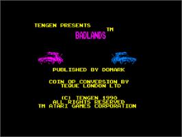 Title screen of Badlands on the Amstrad CPC.