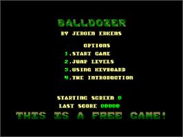 Title screen of Balldozer on the Amstrad CPC.