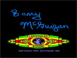 Title screen of Barry McGuigan World Championship Boxing on the Amstrad CPC.