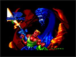 Title screen of Bestial Warrior on the Amstrad CPC.