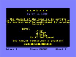 Title screen of Blokker on the Amstrad CPC.