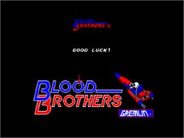 Title screen of Blood Brothers on the Amstrad CPC.