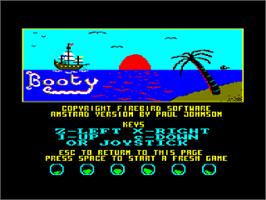 Title screen of Booty on the Amstrad CPC.