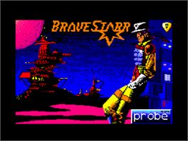 Title screen of BraveStarr on the Amstrad CPC.