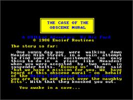 Title screen of Case Of The Obscene Mural, The on the Amstrad CPC.