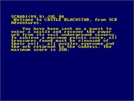 Title screen of Castle Blackstar on the Amstrad CPC.