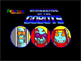 Title screen of Challenge Of The Gobots on the Amstrad CPC.