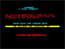 Title screen of Chomper on the Amstrad CPC.