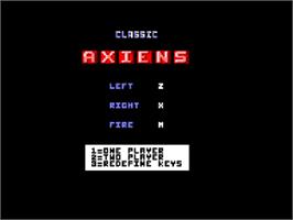 Title screen of Classic Axiens on the Amstrad CPC.