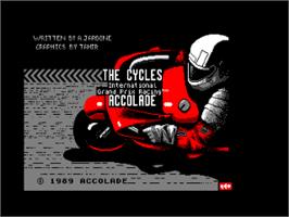 Title screen of Cycles: International Grand Prix Racing on the Amstrad CPC.