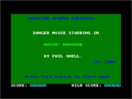 Title screen of Danger Mouse in Making Whoopee! on the Amstrad CPC.