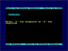 Title screen of Darts (Alligata) on the Amstrad CPC.