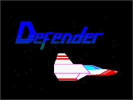 Title screen of Defender on the Amstrad CPC.