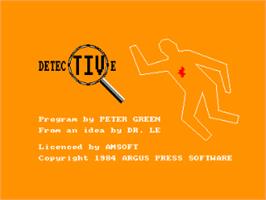 Title screen of Detective on the Amstrad CPC.