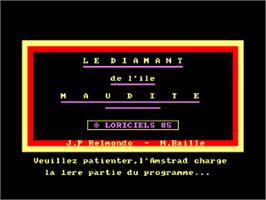 Title screen of Diamant De L'ile Maudite, Le on the Amstrad CPC.