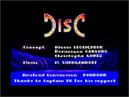 Title screen of Disc on the Amstrad CPC.