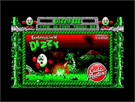 Title screen of Dizzy 3 - Fantasy World Dizzy on the Amstrad CPC.