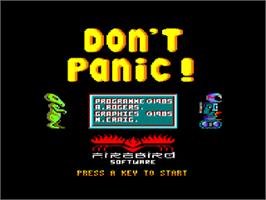 Title screen of Don't Panic on the Amstrad CPC.