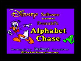 Title screen of Donald's Alphabet Chase on the Amstrad CPC.