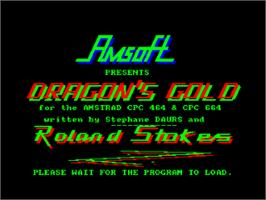 Title screen of Dragon's Gold on the Amstrad CPC.