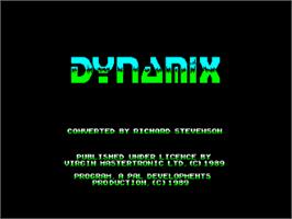 Title screen of Dynamix on the Amstrad CPC.