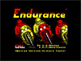 Title screen of Endurance on the Amstrad CPC.