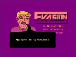 Title screen of Evasion on the Amstrad CPC.