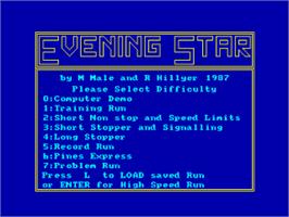 Title screen of Evening Star on the Amstrad CPC.