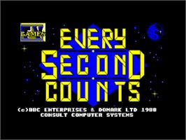 Title screen of Every Second Counts on the Amstrad CPC.