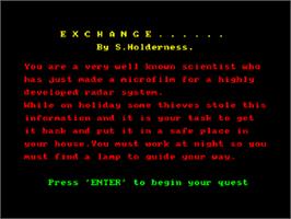 Title screen of Exchange on the Amstrad CPC.