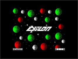 Title screen of Exolon on the Amstrad CPC.