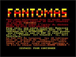 Title screen of Fantomas on the Amstrad CPC.