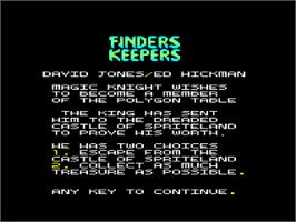 Title screen of Finders Keepers on the Amstrad CPC.