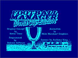 Title screen of Football Manager - World Cup Edition on the Amstrad CPC.