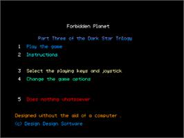 Title screen of Forbidden Planet on the Amstrad CPC.
