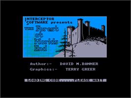 Title screen of Forest At World's End, The on the Amstrad CPC.