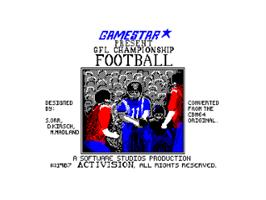 Title screen of GFL Championship Football on the Amstrad CPC.