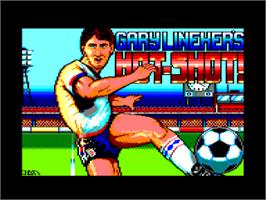 Title screen of Gary Lineker's Hot-Shot! on the Amstrad CPC.