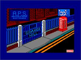 Title screen of Grange Hill on the Amstrad CPC.