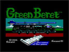 Title screen of Green Beret on the Amstrad CPC.