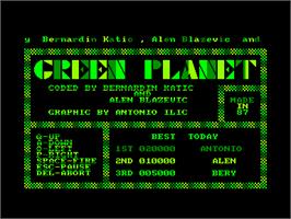 Title screen of Green Planet on the Amstrad CPC.