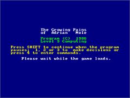 Title screen of Growing Pains Of Adrian Mole, The on the Amstrad CPC.