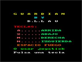 Title screen of Guardian on the Amstrad CPC.
