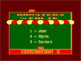 Title screen of Hamsters En Folie on the Amstrad CPC.